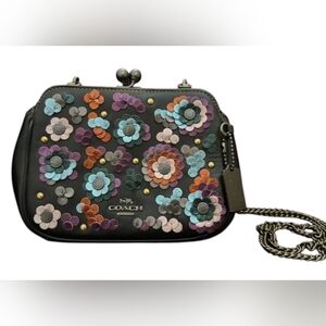 Coach Black Tea Rose Kisslock Clutch/crossbody
